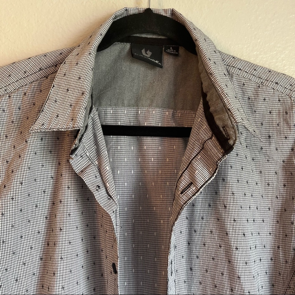 Burnside Mens Black & White Short Sleeve Button Down Shirt Large